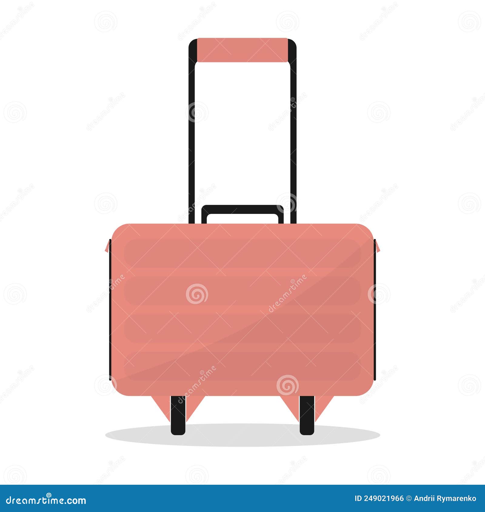 Cartoon Luggage Suitcase on Wheels. Isolate on a White Background