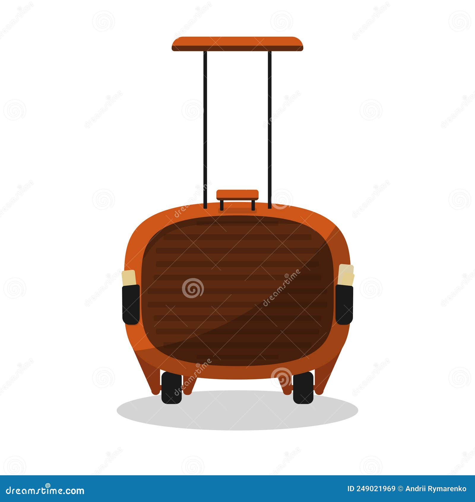 Cartoon Luggage Suitcase on Wheels. Isolate on a White Background