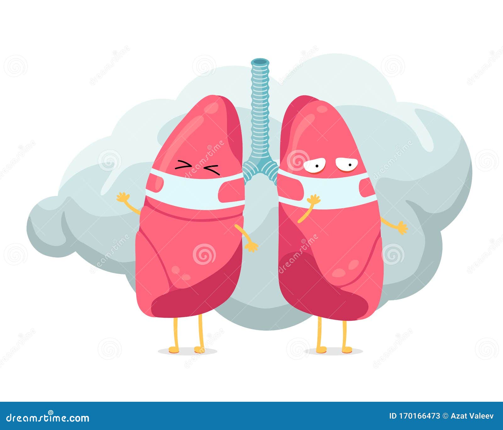 Cartoon Lungs Character with Breathing Hygiene Mask on Face and Smoke or  Dust Cloud. Human Respiratory System Lung Stock Vector - Illustration of  anatomy, allergens: 170166473
