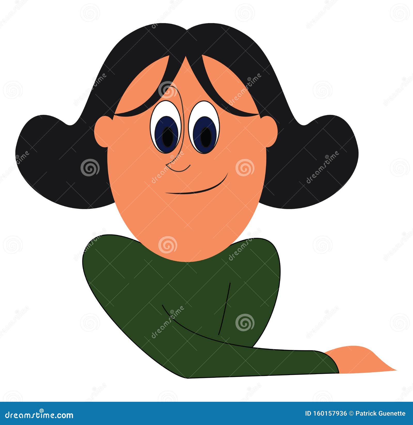 Cartoon Lustiges Madchen In Einem Grunen Pullover Oder Farbillustrierung Vektor Abbildung Illustration Von Abbildung Ausdruck 160157936