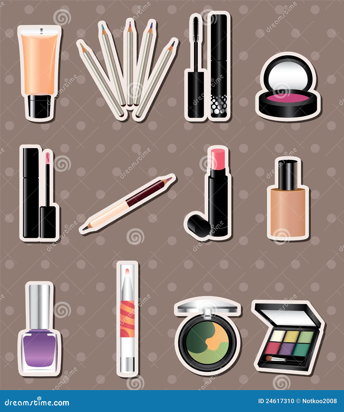 Cartoon makeup stickers stock vector. Illustration of beauty 24617310