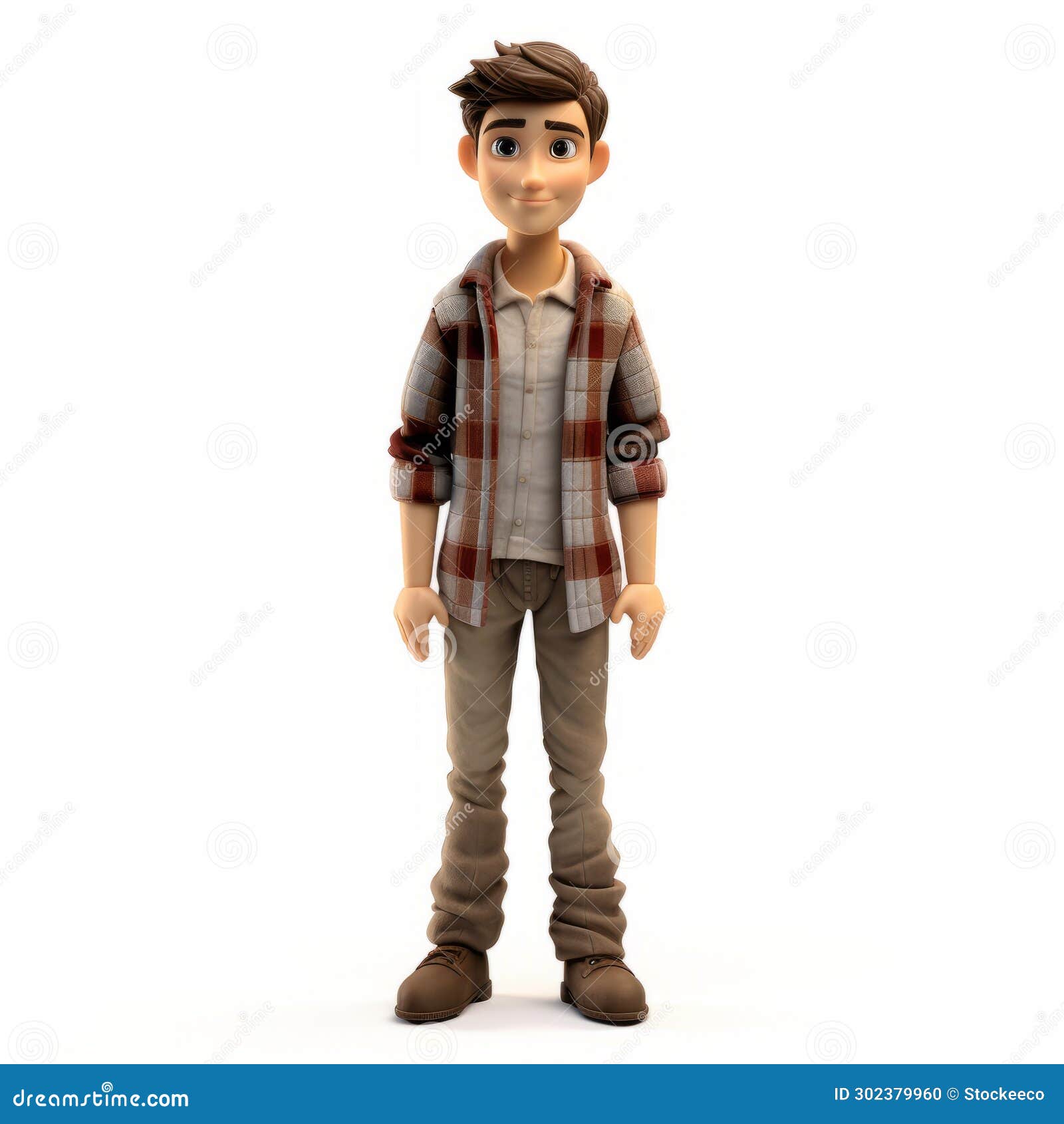 Character with plaid pants