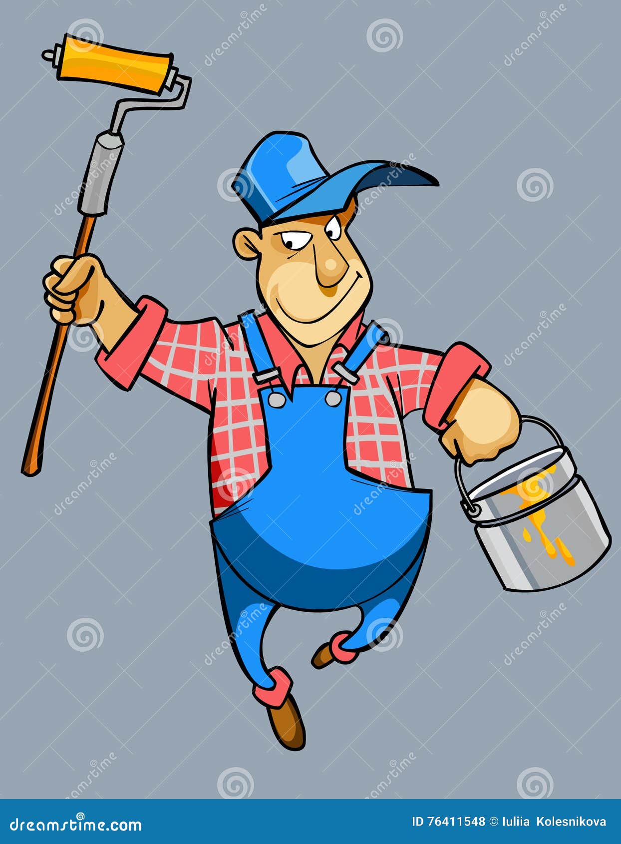 Cartoon Male House Painter Worker in Uniform Stock Vector
