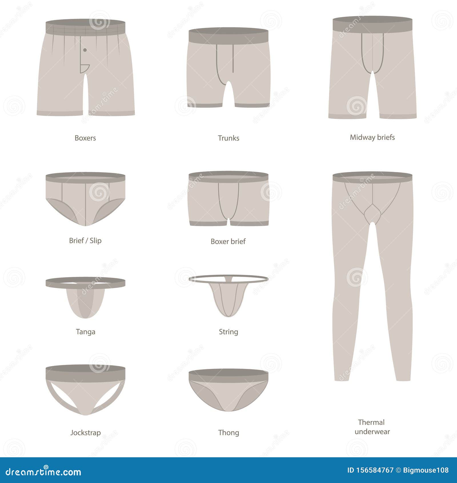 Cartoon Male Underwear Different Types Icon Set. Vector Stock Vector -  Illustration of boxer, panties: 156584767