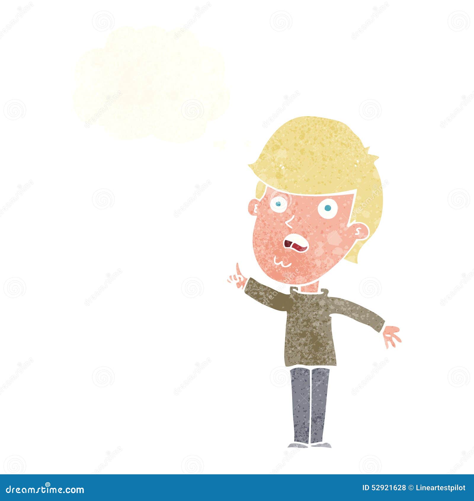 Cartoon Man Asking Question With Thought Bubble Stock Illustration