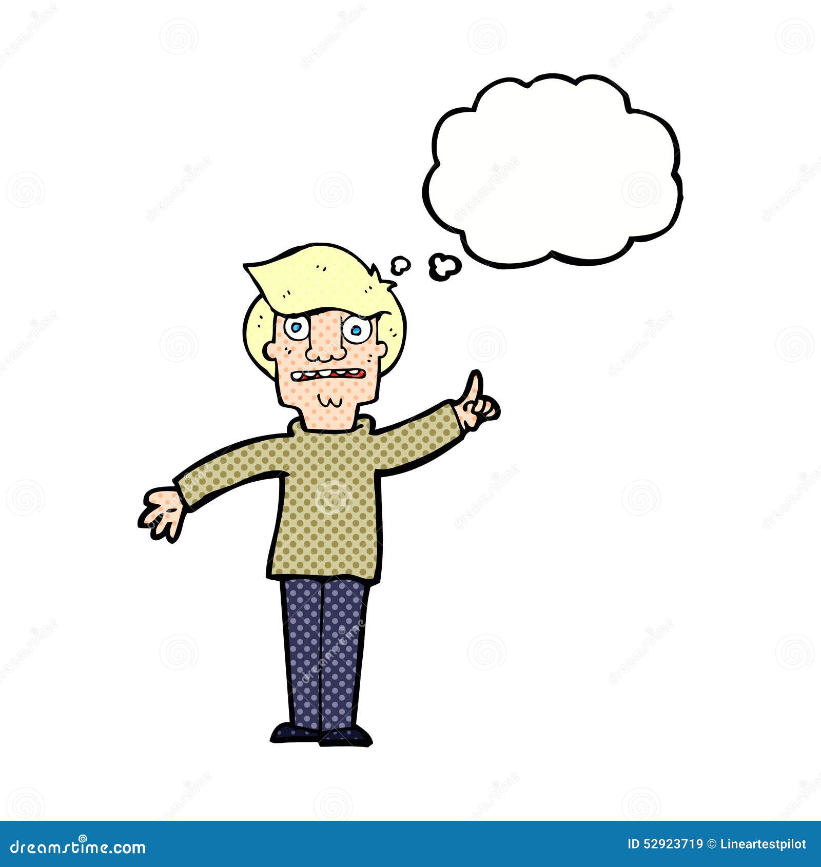 Cartoon Man Asking Question With Thought Bubble Stock Illustration