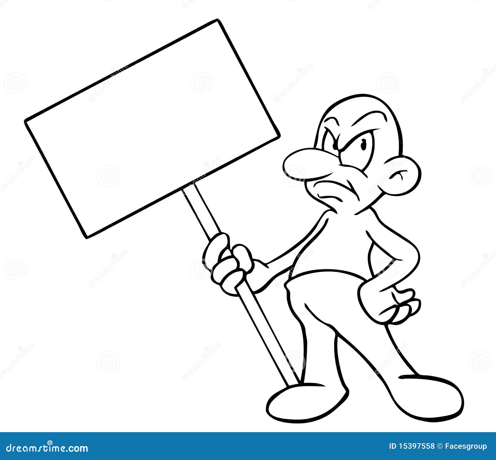 Cartoon Man with Blank Sign Stock Vector - Illustration of caricature,  artistically: 15397558