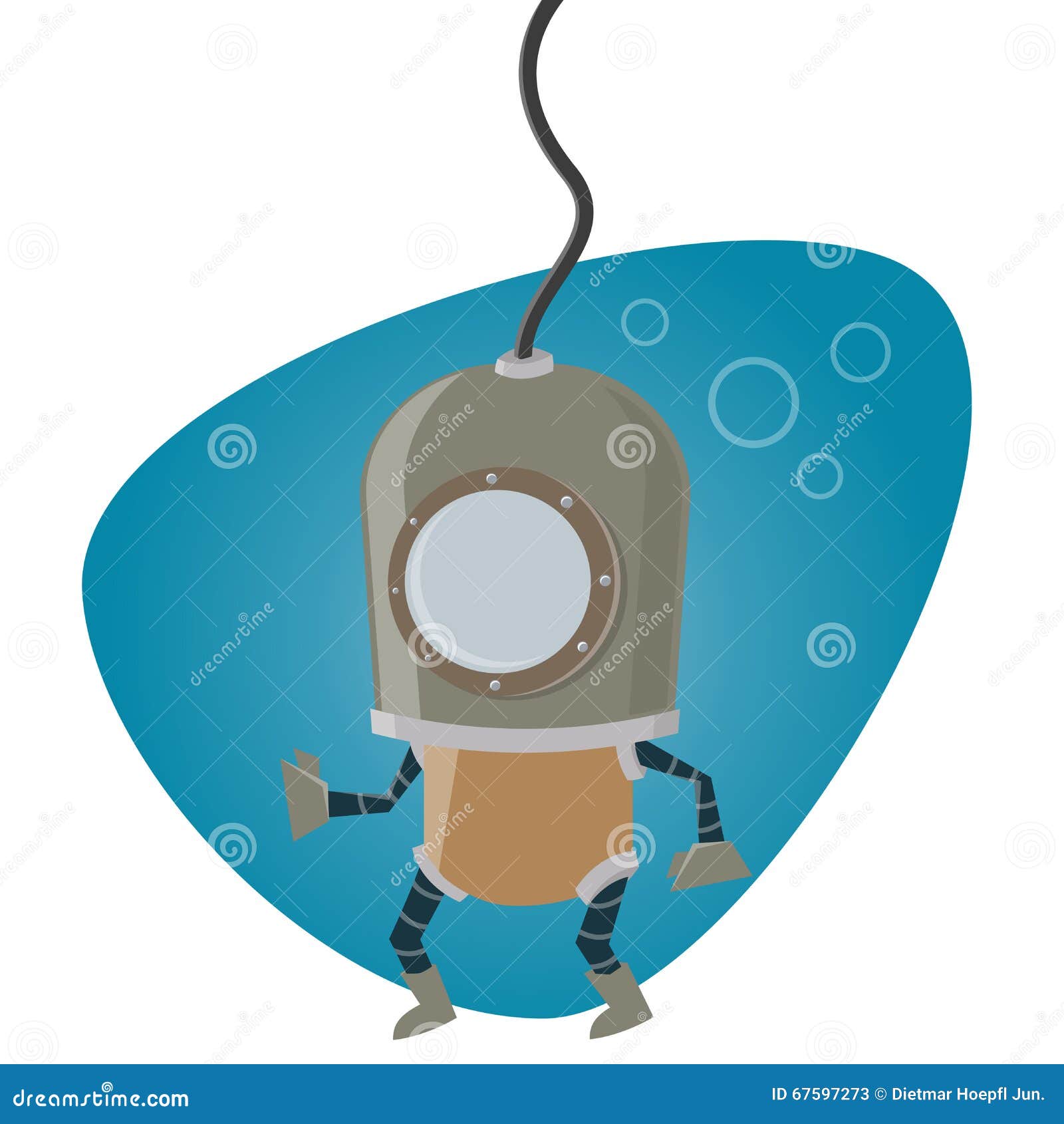 Cartoon man in diving suit stock vector. Illustration of brown 67597273