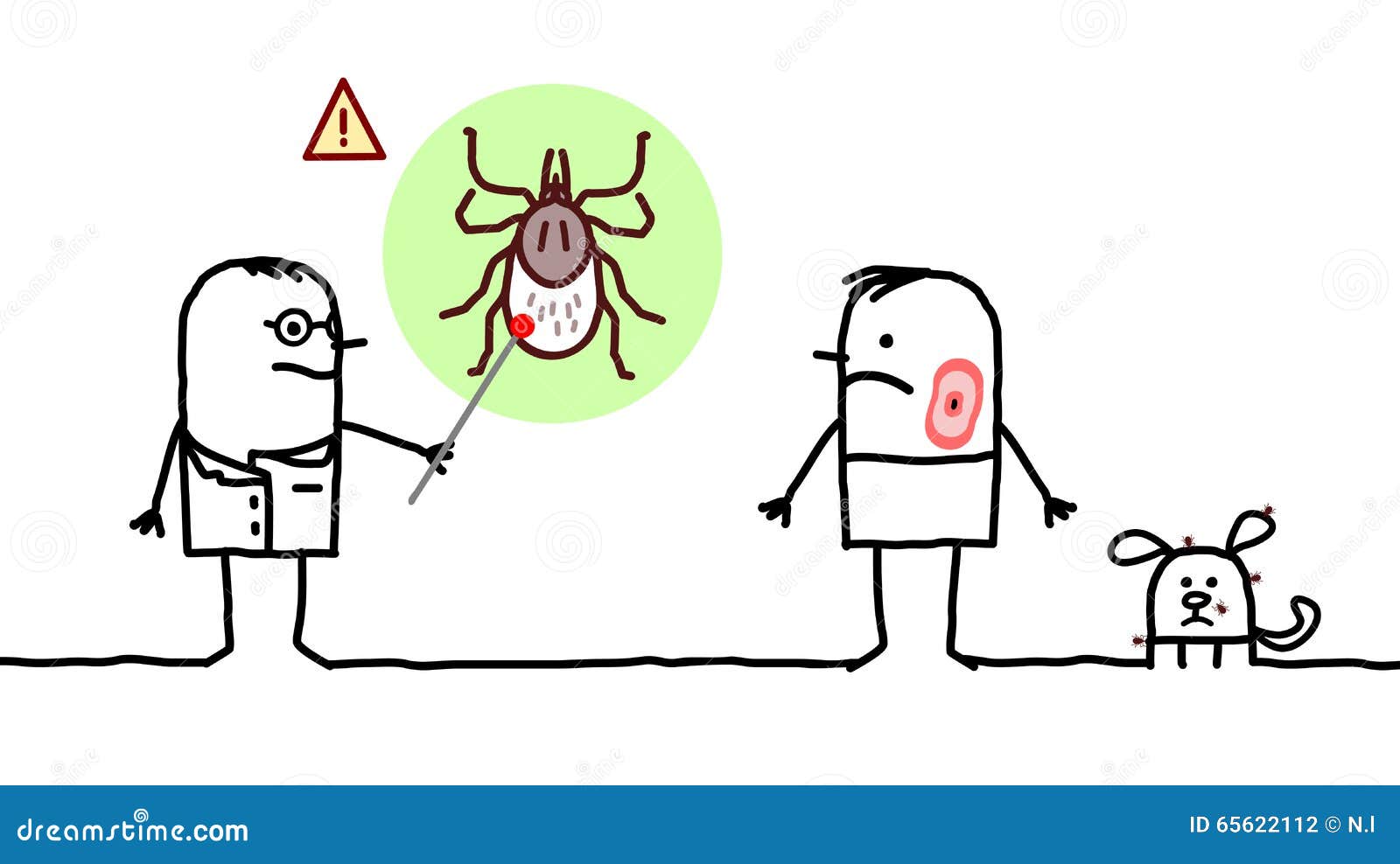 Cartoon Man and Doctor, Ticks and Lyme Disease Stock Vector