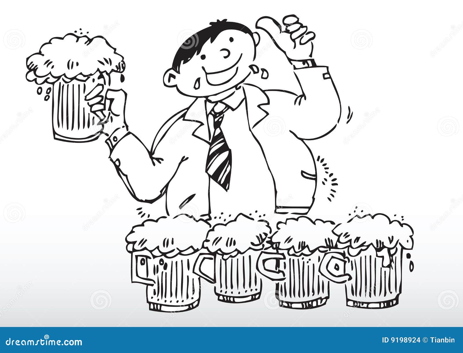 Cartoon man drinking beer stock vector. Image of drawing 9198924