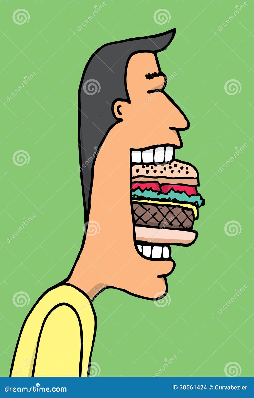 Cartoon Man Eating Huge Hamburger Stock Illustration - Illustration of  large, unhealthy: 30561424