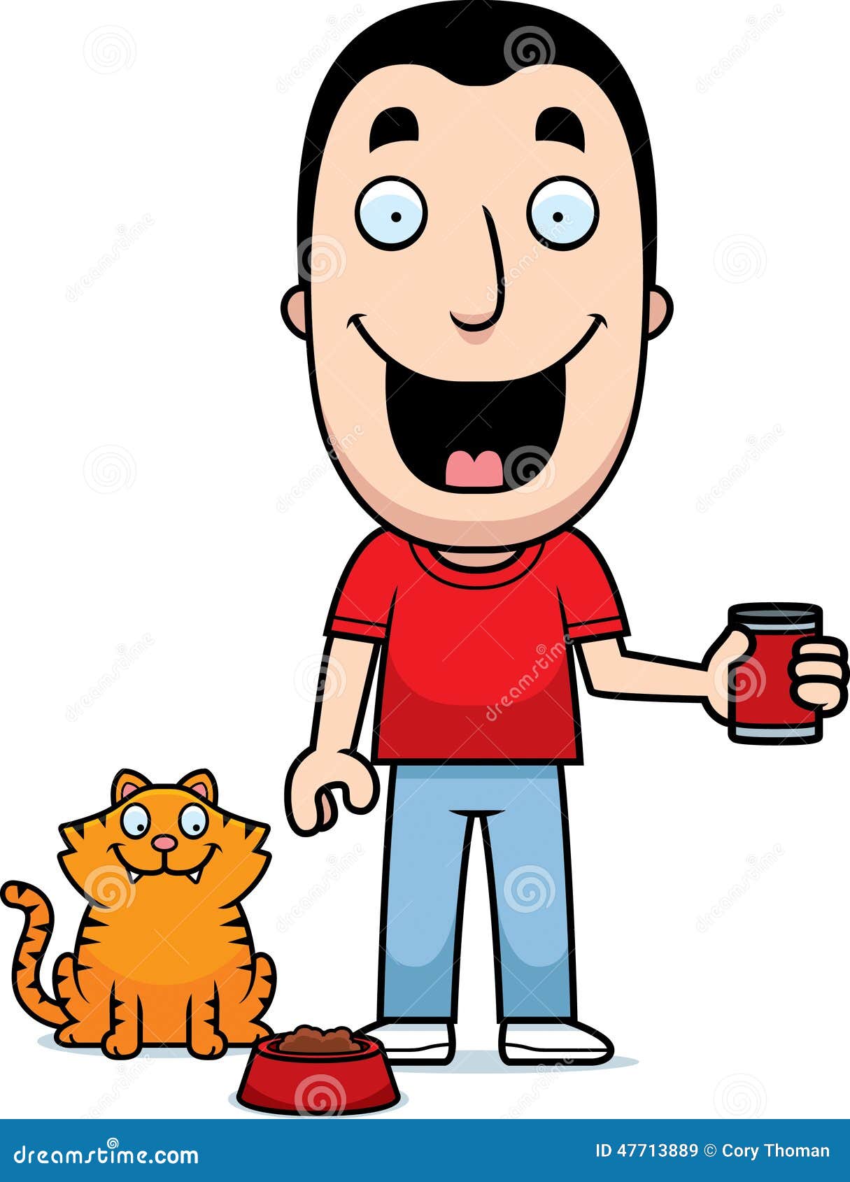 Cartoon Man Feeding Cat stock vector. Illustration of happy - 47713889