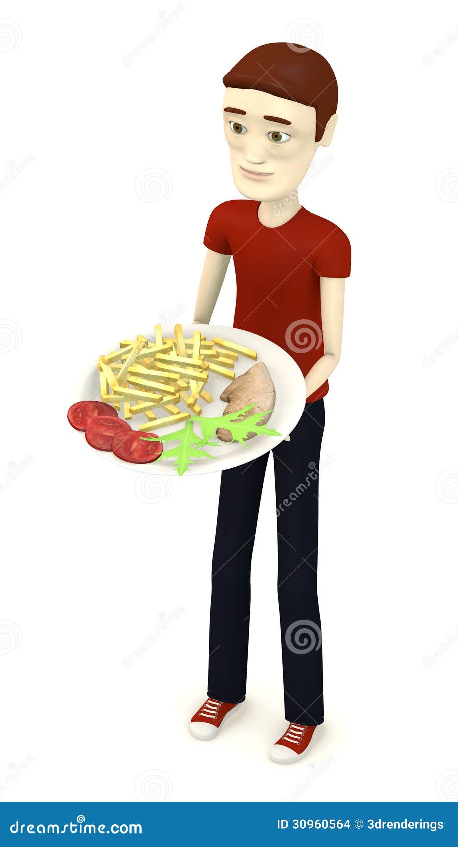 Cartoon Man with Food on Plate Stock Illustration - Illustration of cartoon,  potato: 30960564