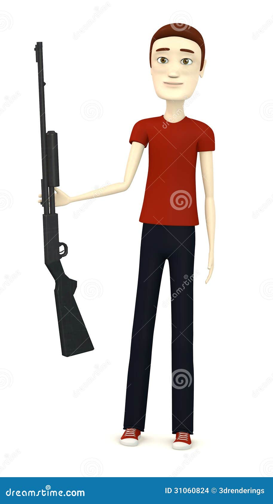 Cartoon Man With Gun Vector Illustration 32880856
