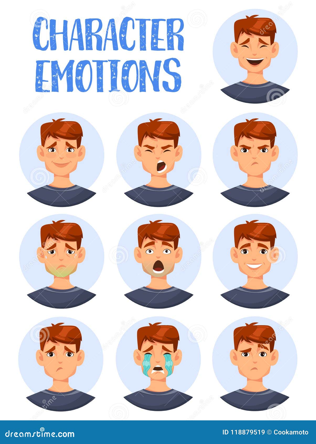 Set of Isolated Icons of Man Facial Expressions Stock Vector ...
