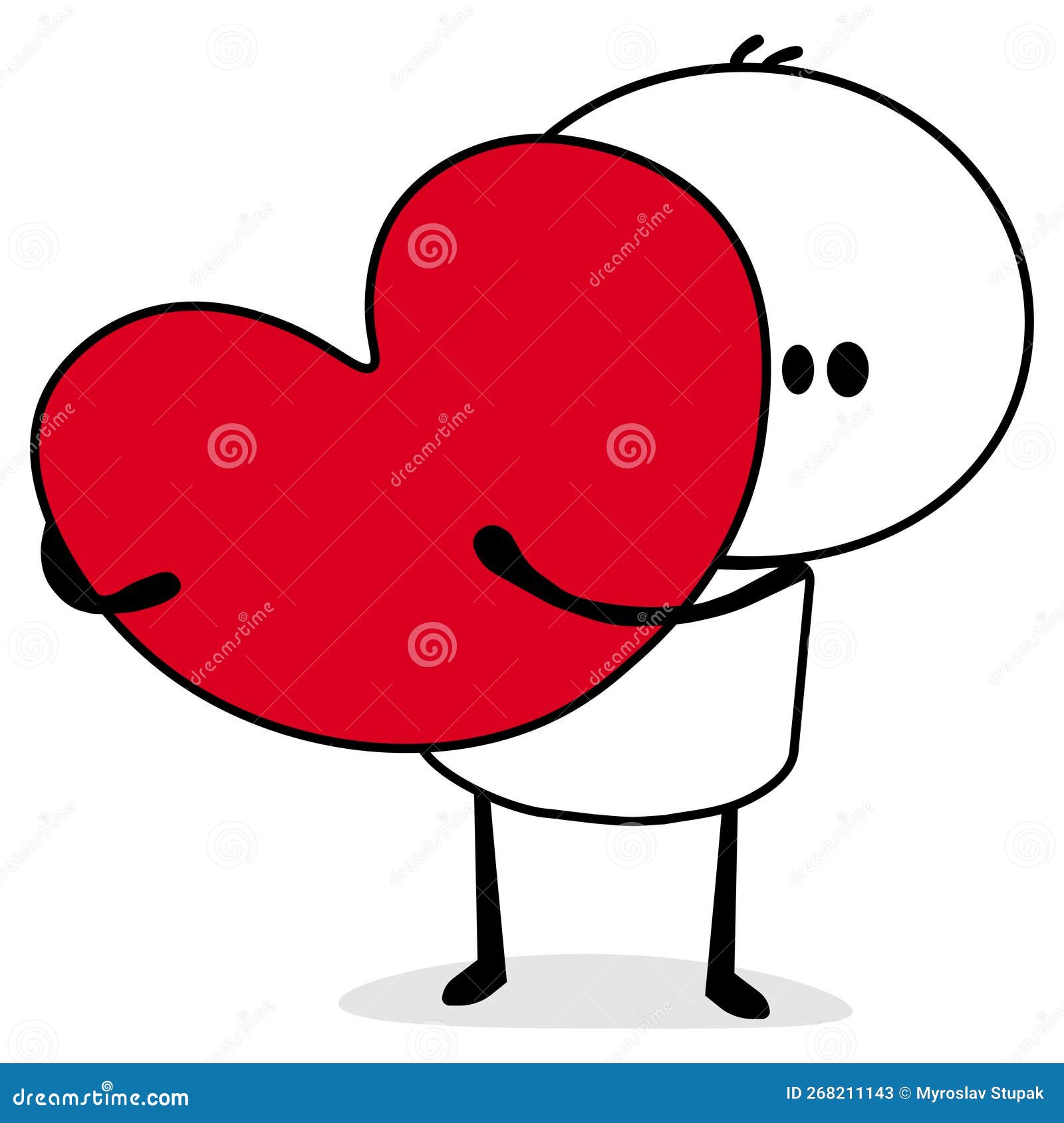 Cartoon Man Holding Big Red Heart. Love Concept. Vector Illustration ...