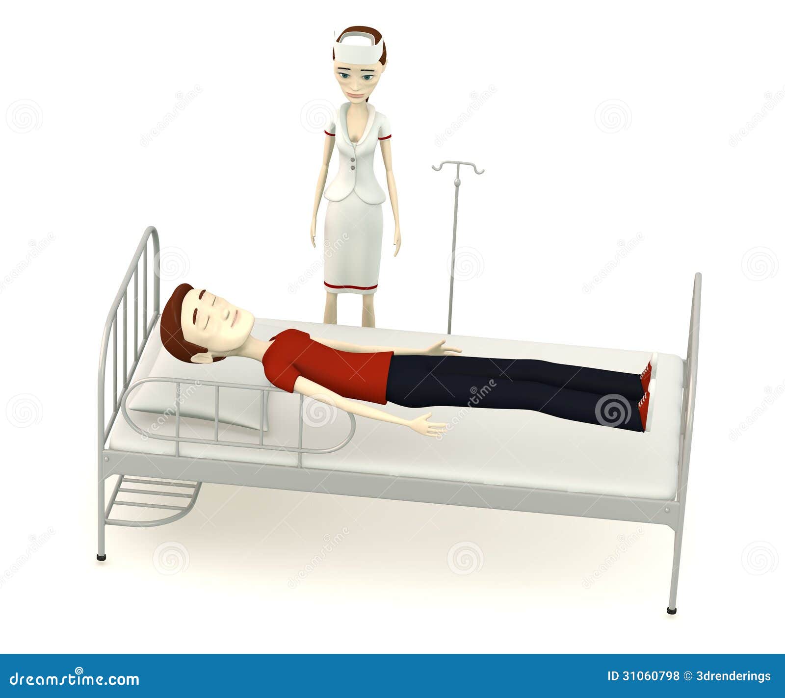 Cartoon Man On Hospital Bed With Nurse Royalty-Free Stock Image ...