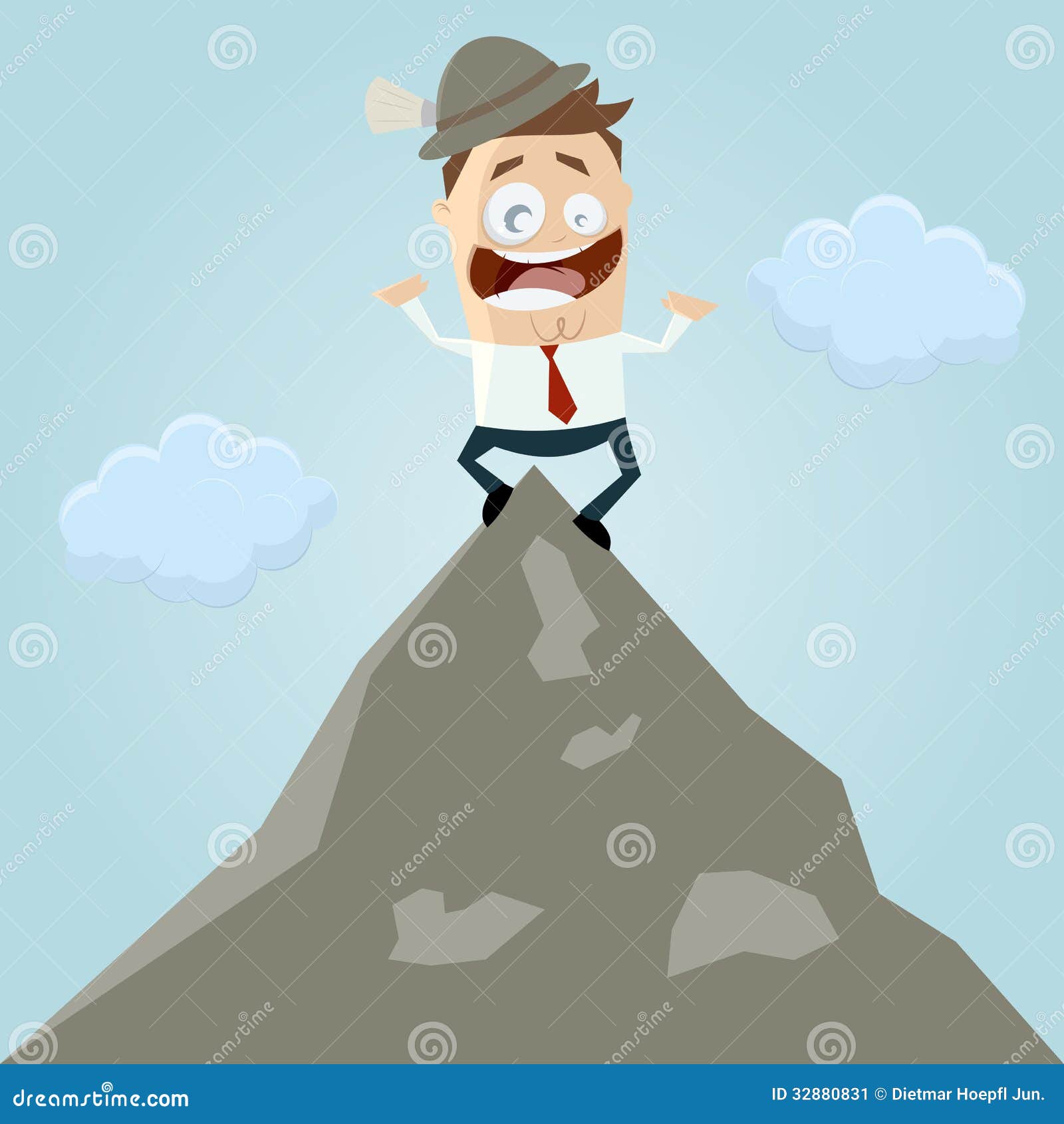 Cartoon Man on Mountain Top Stock Vector - Illustration of business,  successful: 32880831