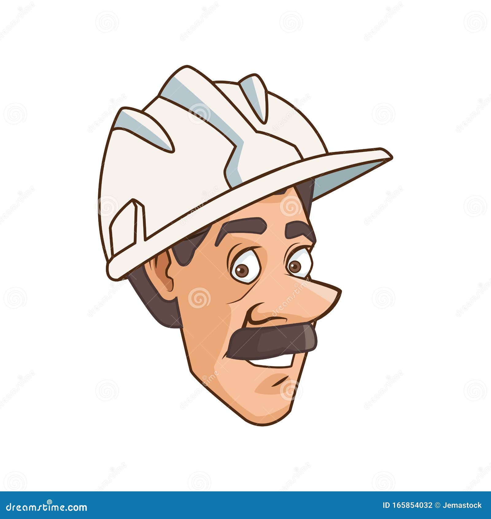Cartoon Man with Mustache and Safety Helmet Icon, Colorful Design Stock  Vector - Illustration of helmet, design: 165854032