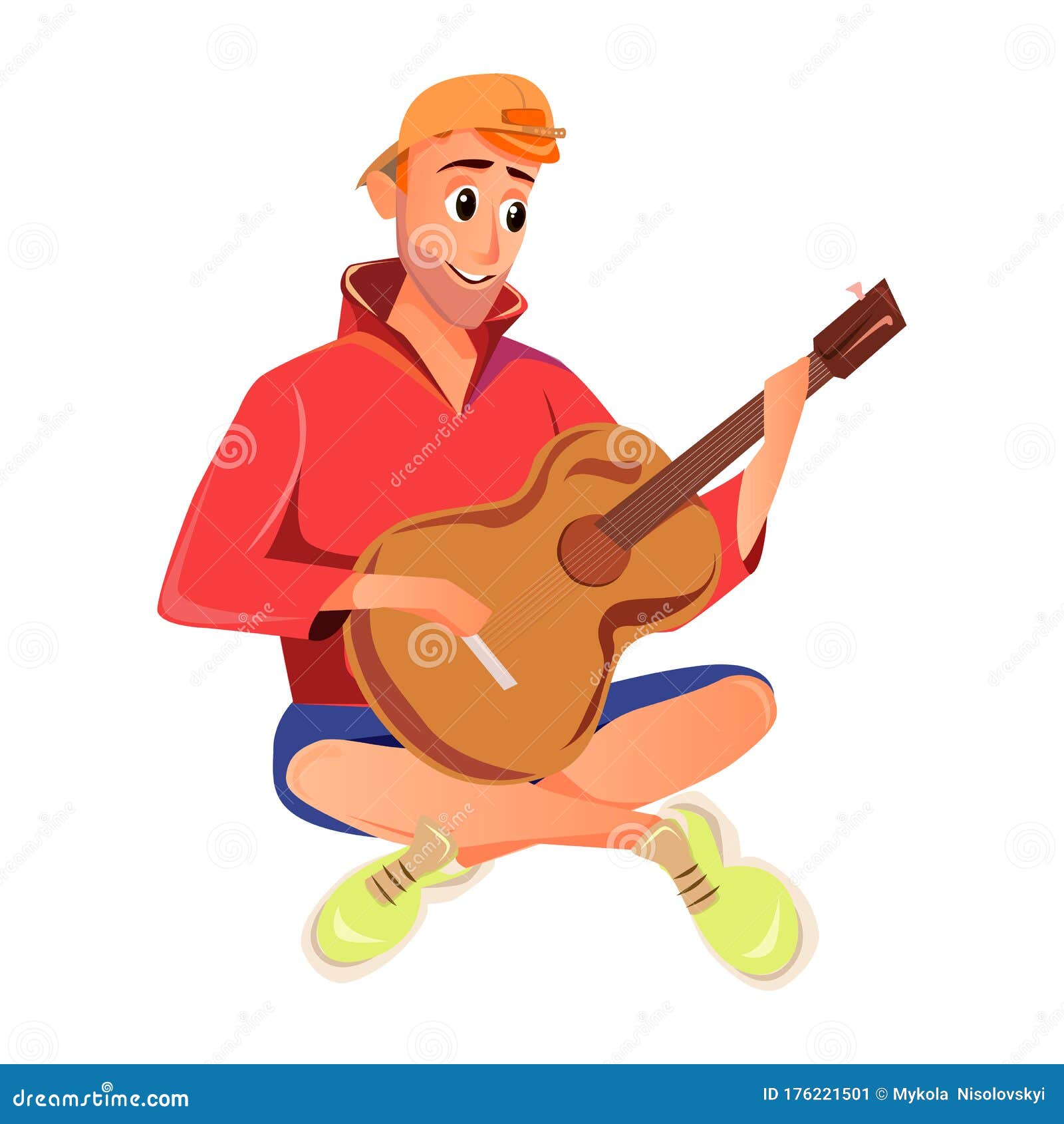 Cartoon Man Play Acoustic Guitar Sitting Outdoors Stock Vector - Illustration of flat, musical: 176221501 Cartoon Man Play Acoustic Guitar Sitting Outdoors Stock Vector - Illustration of flat, musical: 176221501