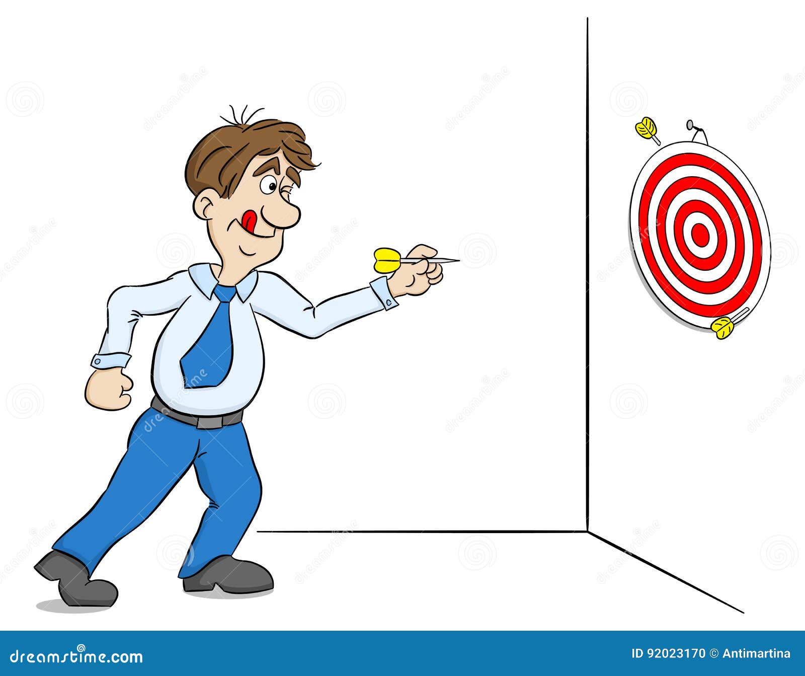 Cartoon man playing dart stock vector. Illustration of goal 92023170