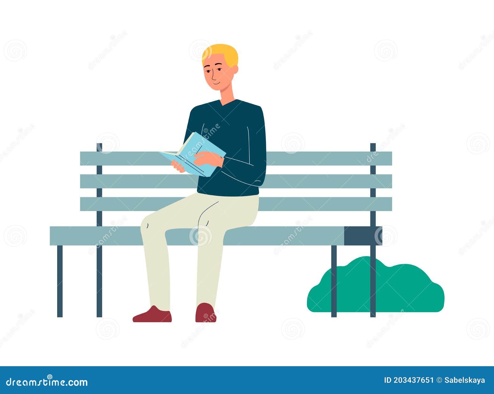 cartoon person sitting on a bench