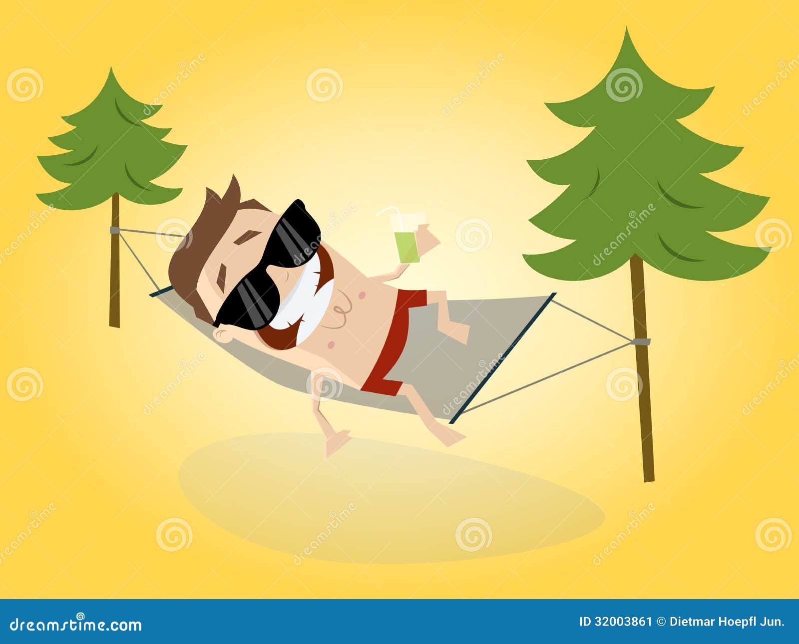 Cartoon Man Relaxing with Hammock Stock Vector - Illustration of sunny,  cartoon: 32003861