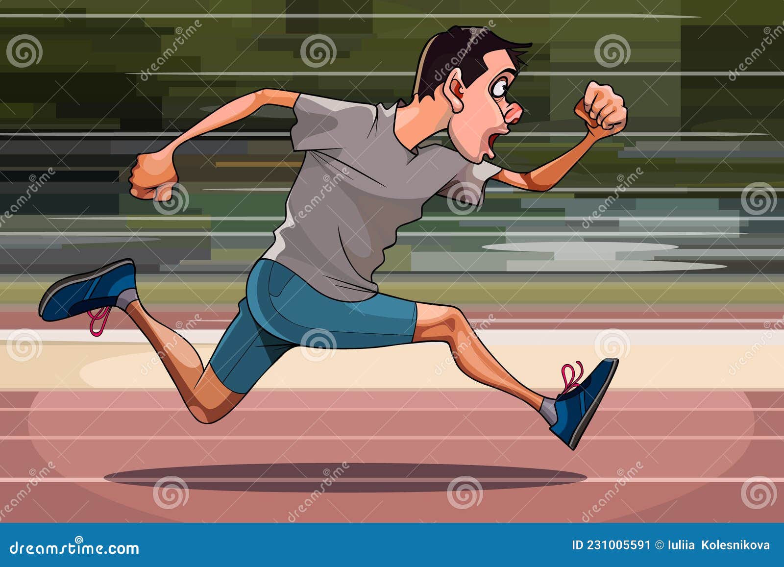 Cartoon Man Running Purposefully at a Very High Speed Stock Vector