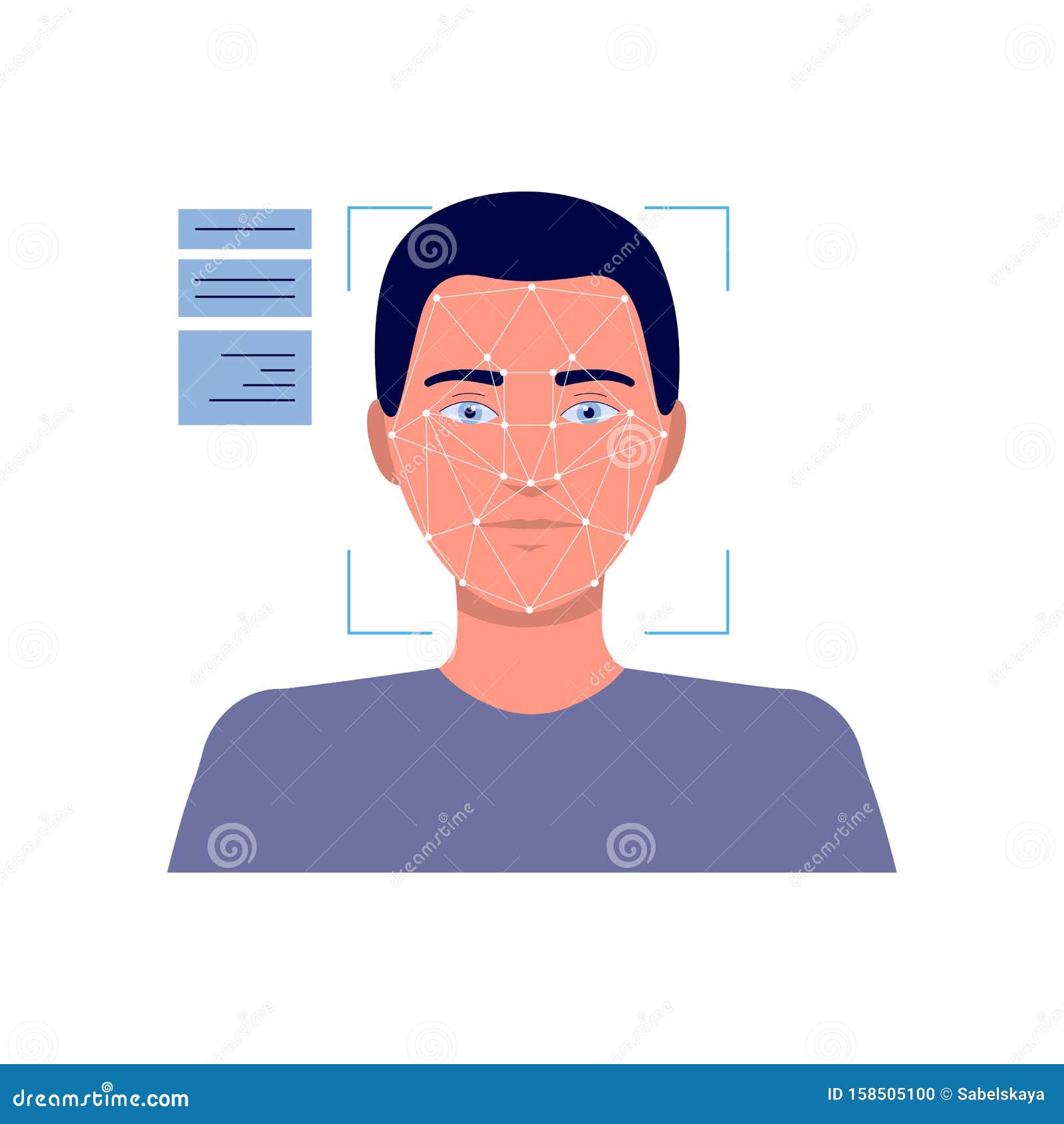 Cartoon Man`s Face in Facial Recognition Technology Device Stock Vector -  Illustration of biometric, cartoon: 158505100