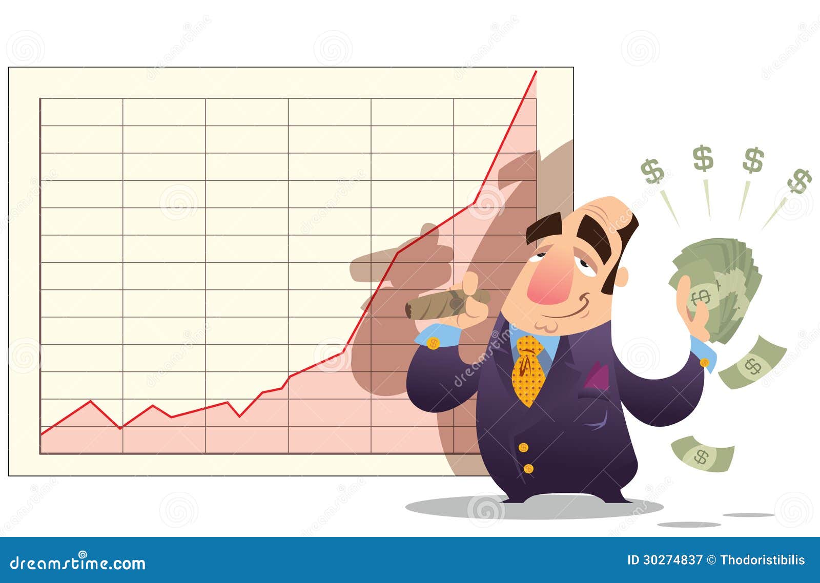 Man Winning Money As Stock Market Goes Up Stock Illustration - Illustration  of money, clip: 30274837