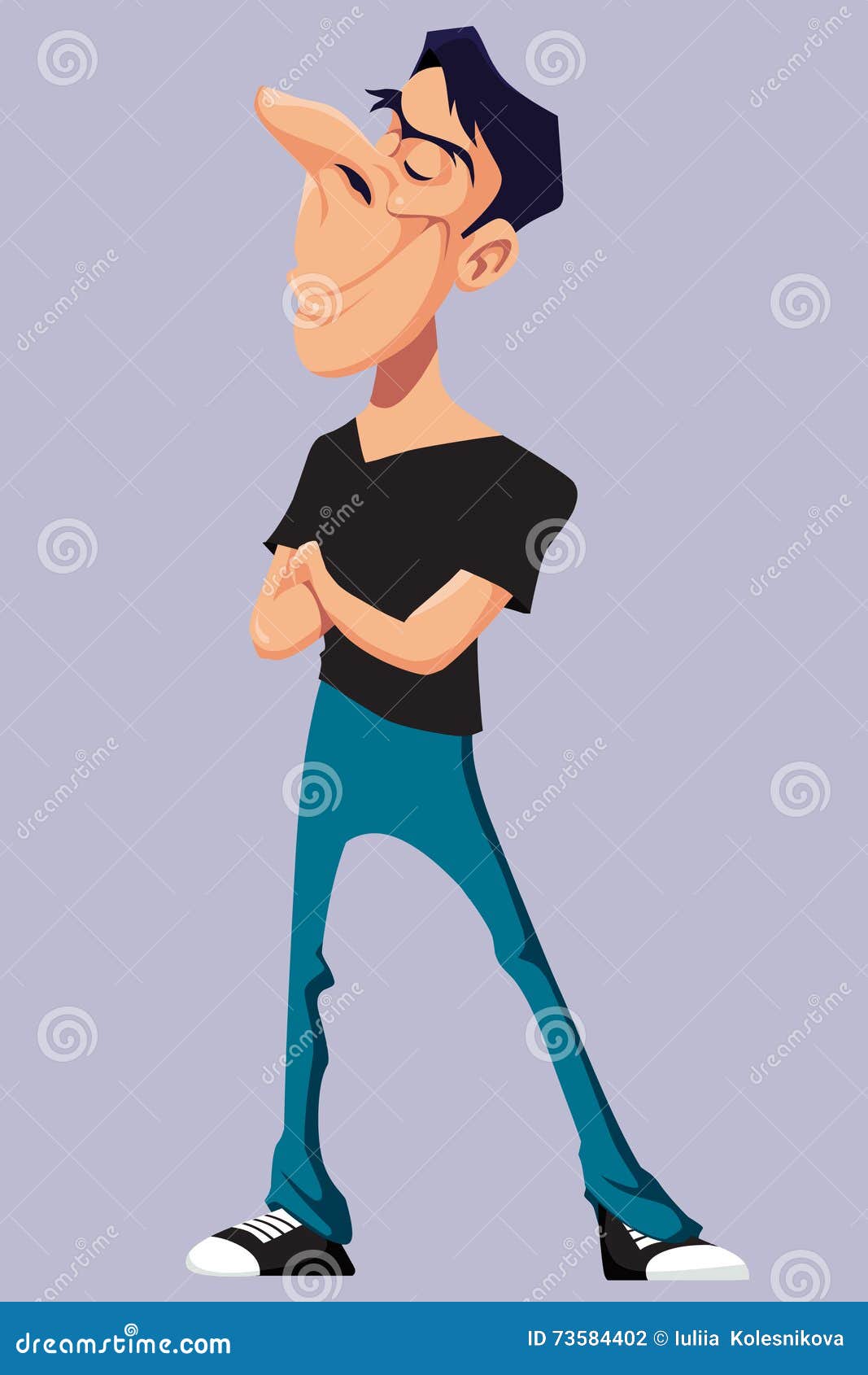 Cartoon Man Standing Smiling with His Arms Crossed Stock Vector