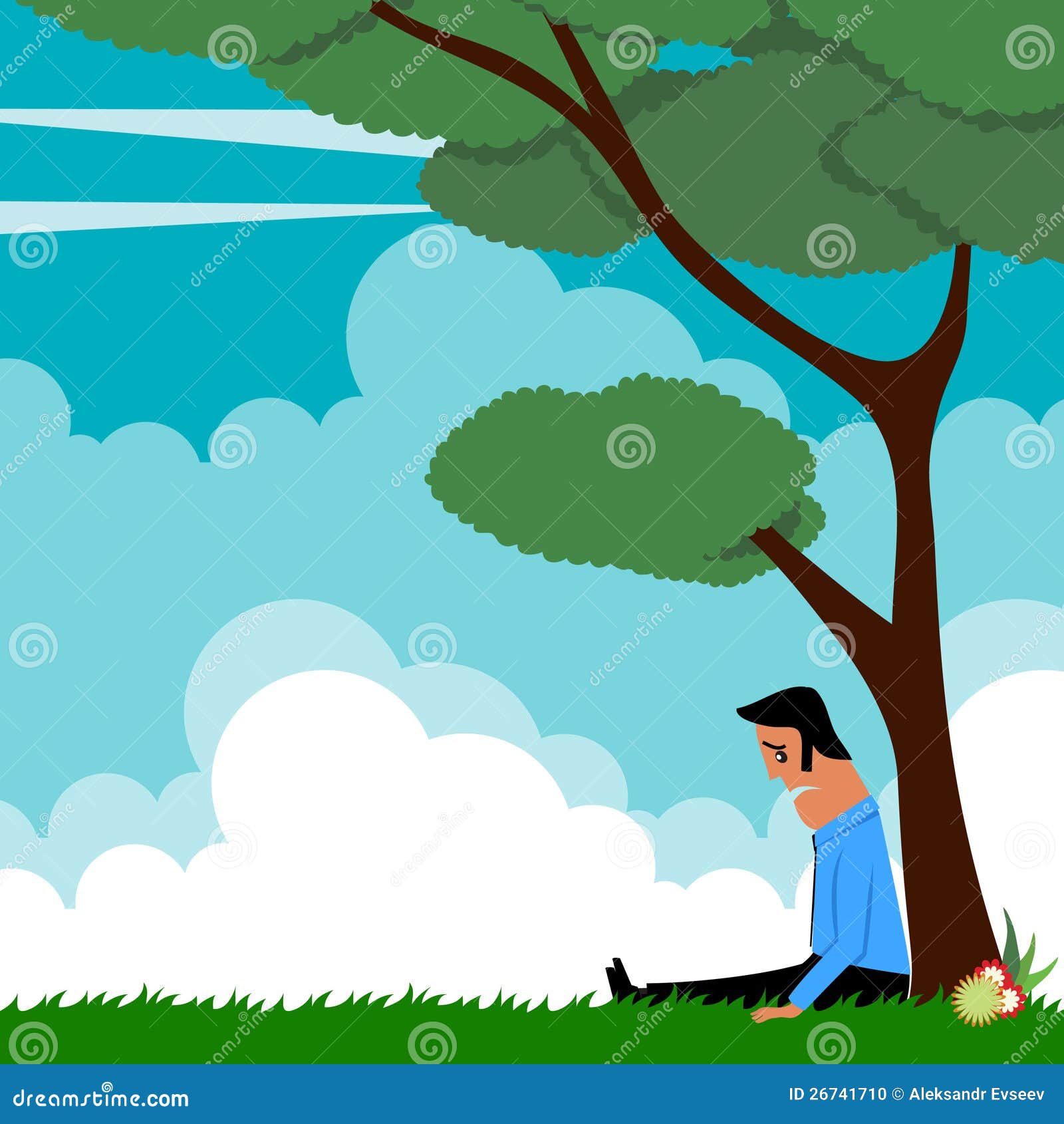 Cartoon Man Under Tree Stock Photo - Image: 26741710