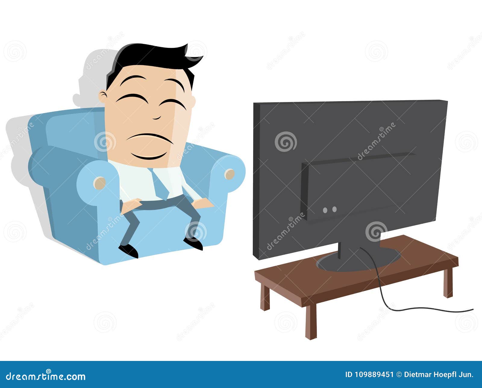 Cartoon man watching tv stock vector. Illustration of employee - 109889451
