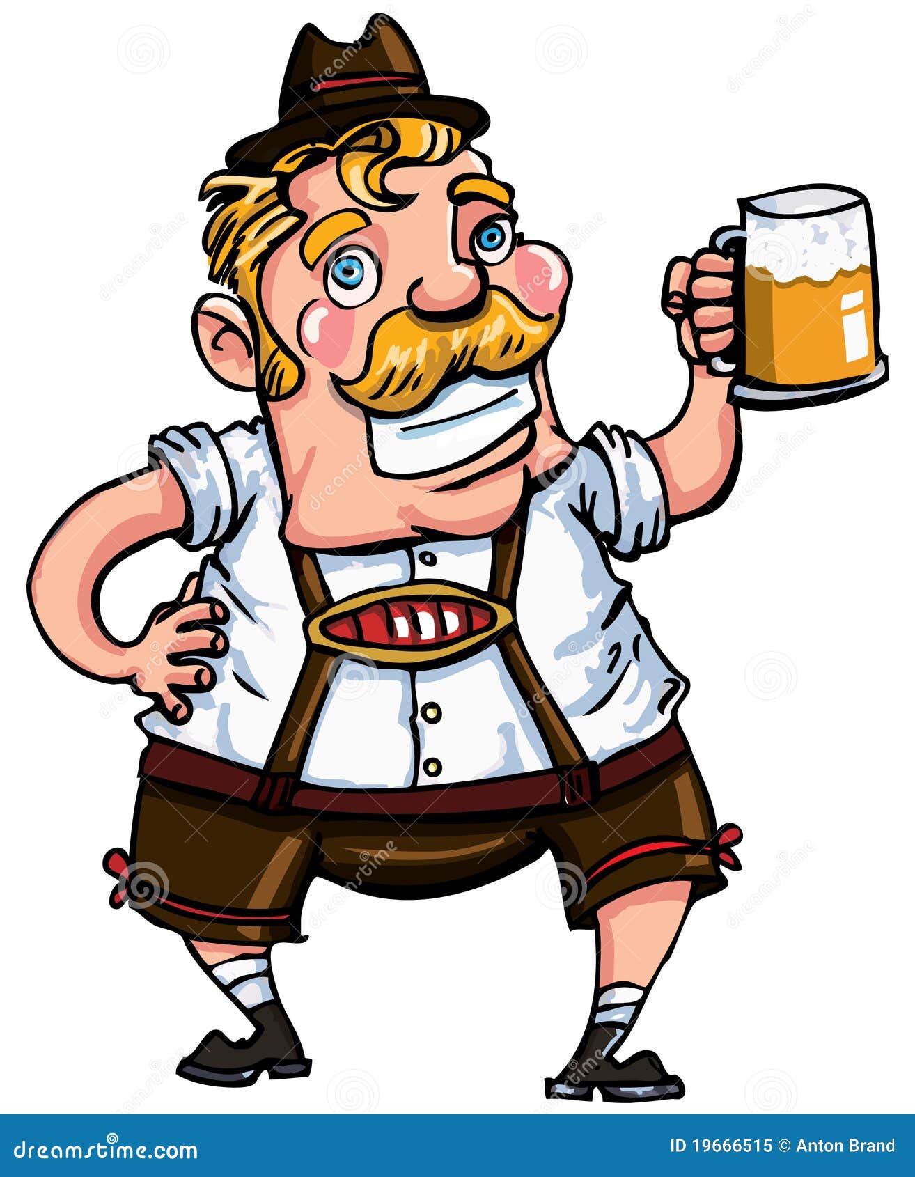 cartoon man wearing a lederhosen