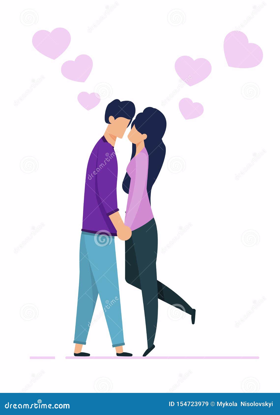 Cartoon Man and Woman Characters in Love Kissing Stock Vector -  Illustration of flat, date: 154723979