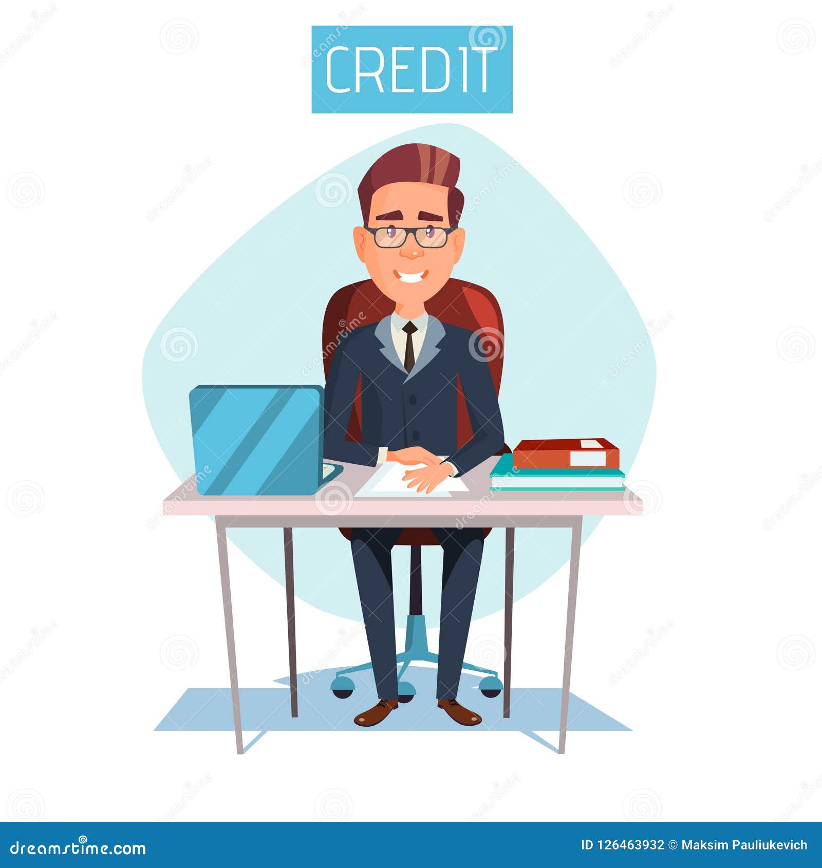 Cartoon Manager in Credit Office Workplace Stock Illustration -  Illustration of computer, money: 126463932