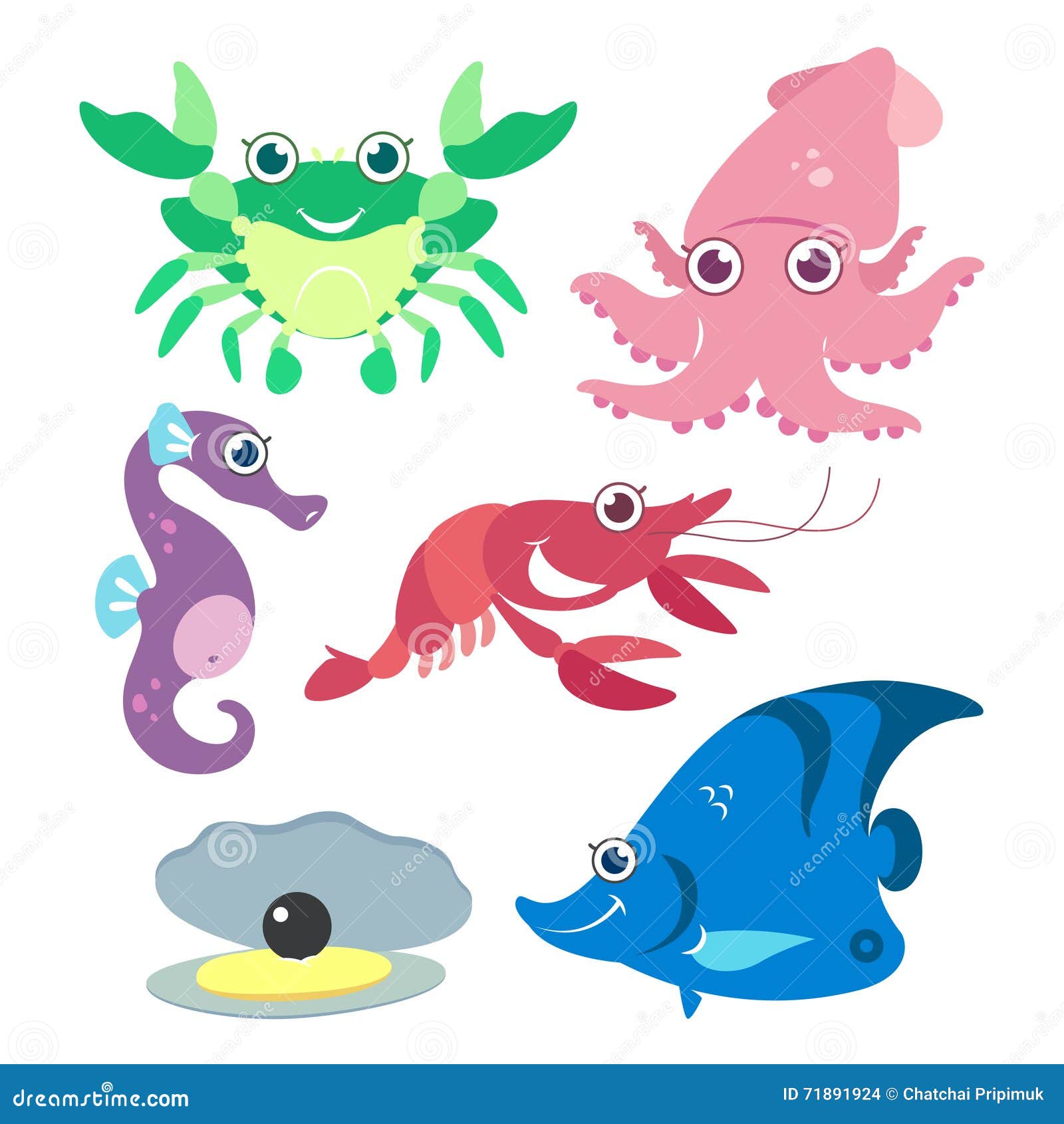 Cartoon Marine Life, Vector Stock Vector - Illustration of style