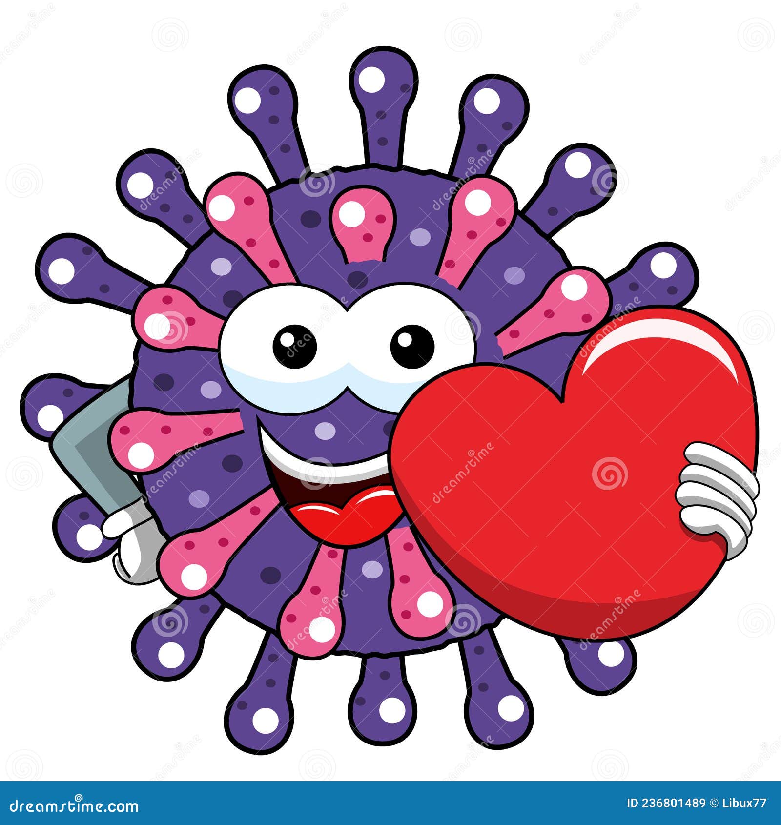 Cartoon Mascot Character Virus or Bacterium Heart Love Message Isolated ...