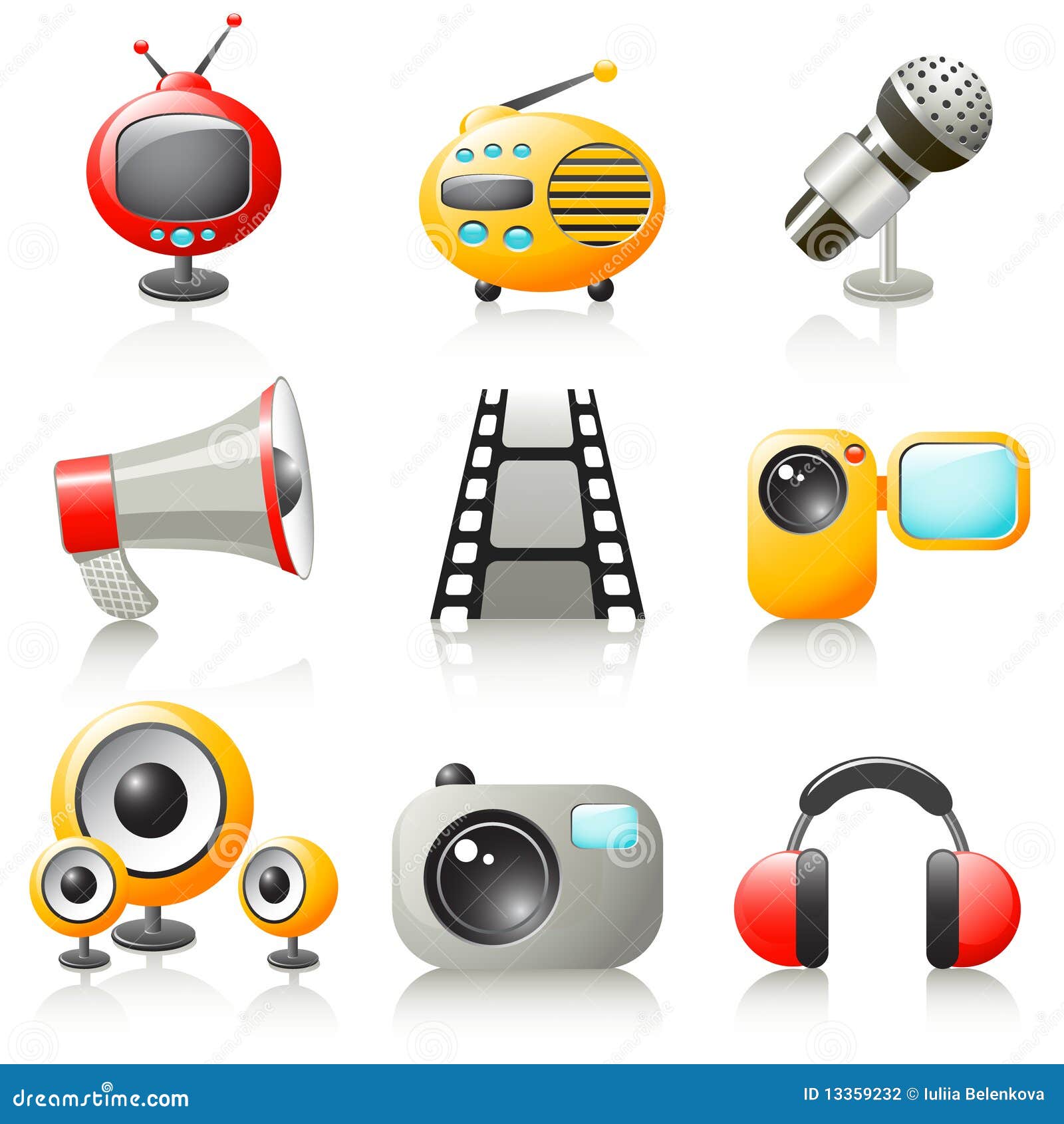 Cartoon media icons stock vector. Illustration of camera 13359232