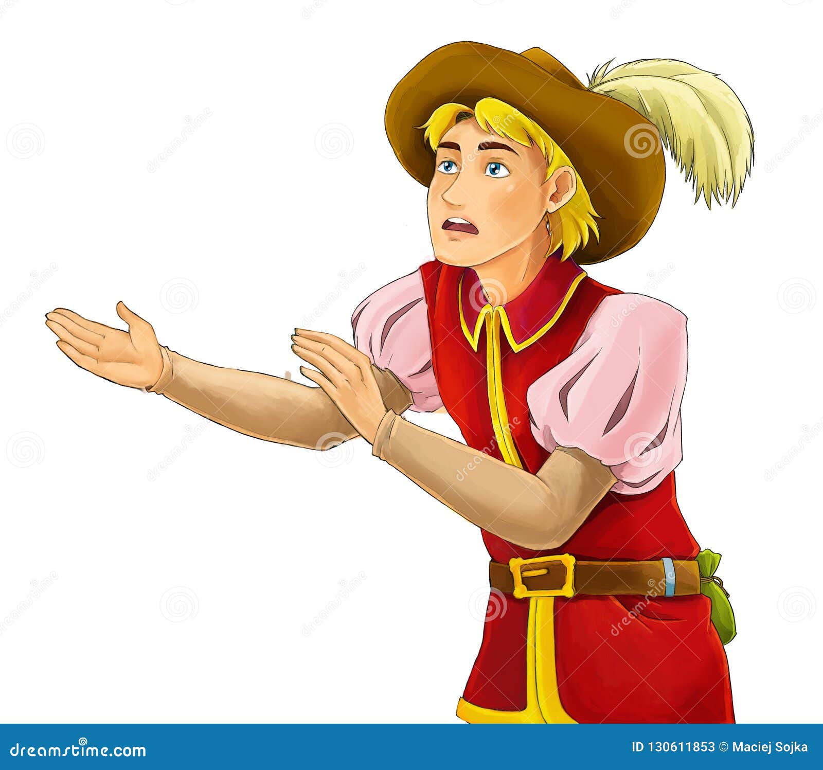 Cartoon Medieval Character - Nobleman Standing Talking Explaining