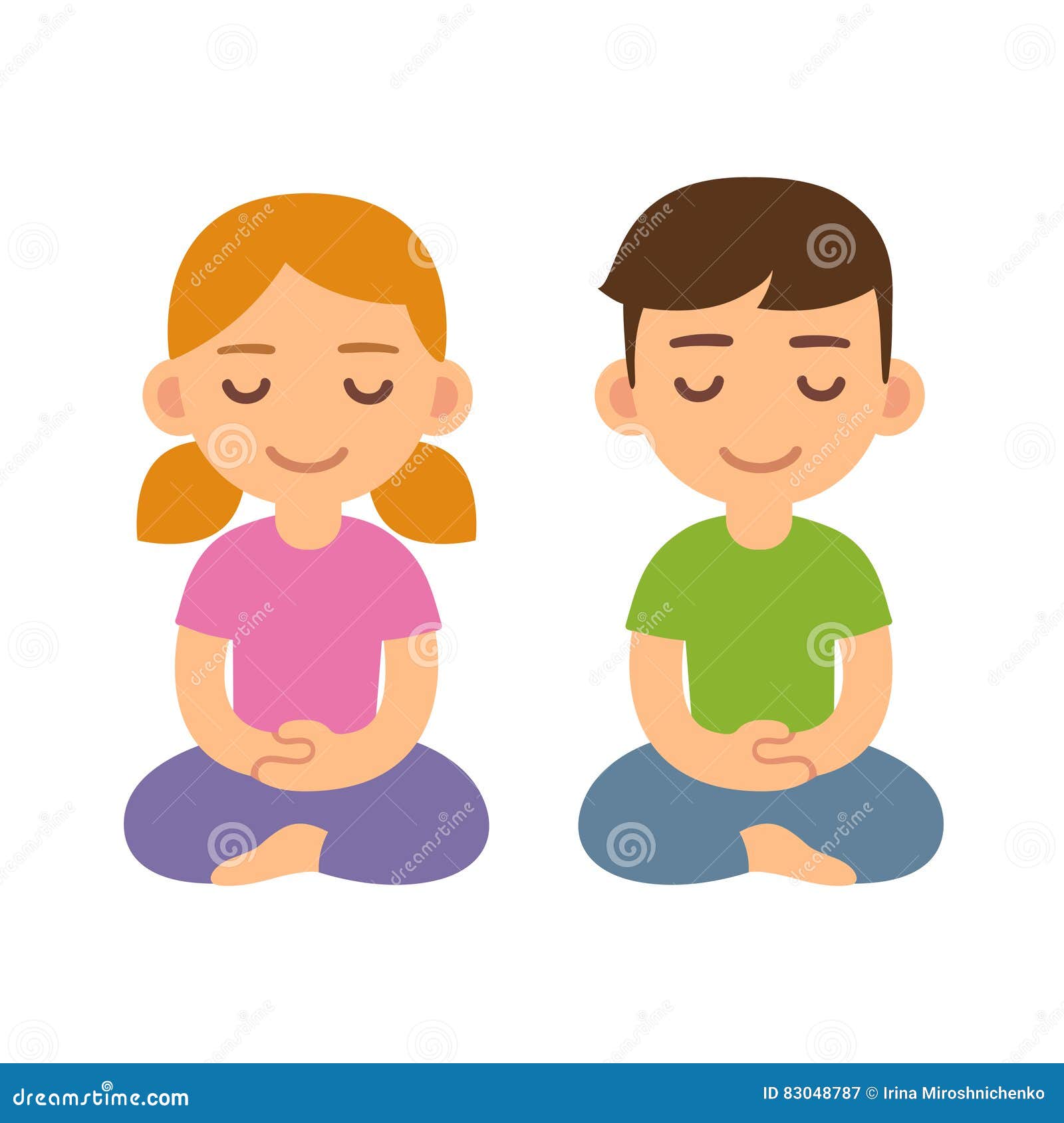 cartoon meditating children
