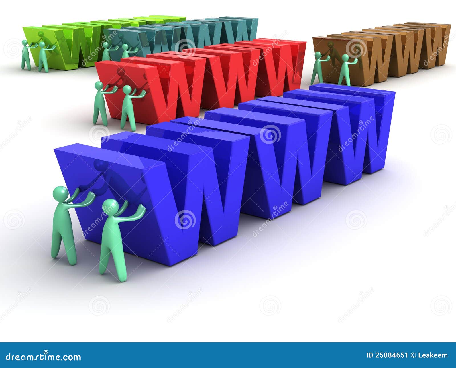 Cartoon Men Pushing the WWW Stock Illustration - Illustration of people