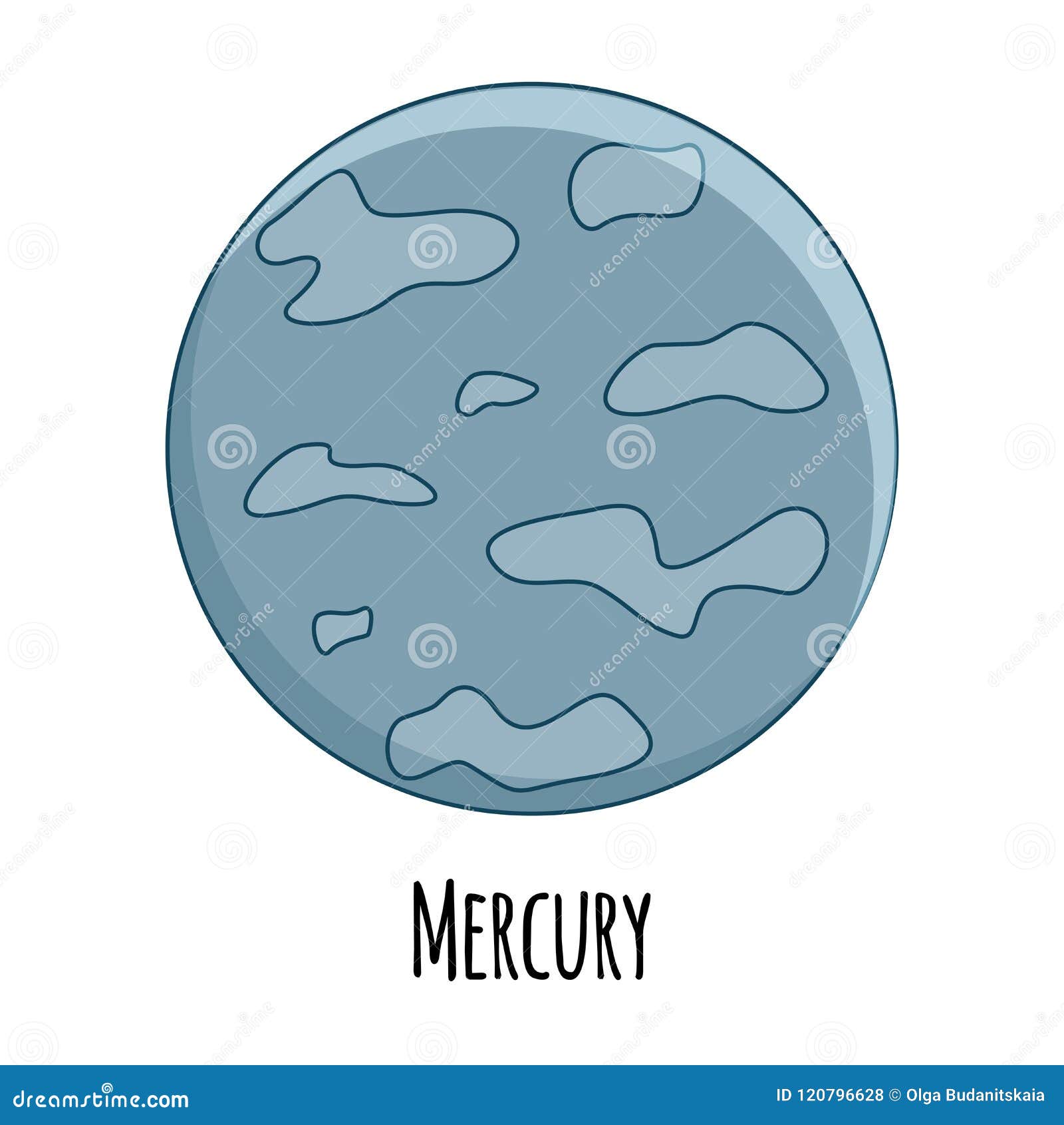 Cartoon Mercury Planet. Vector Illustration Isolated on White B Stock