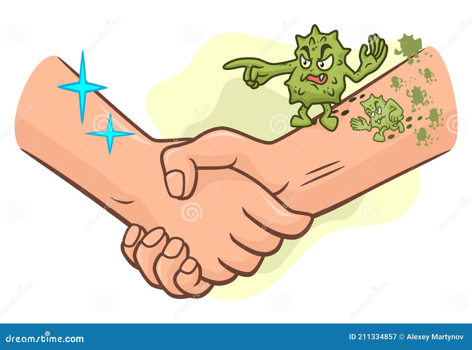 Cartoon Microbes on the Hands Stock Vector - Illustration of cartoon,  microbes: 211334857
