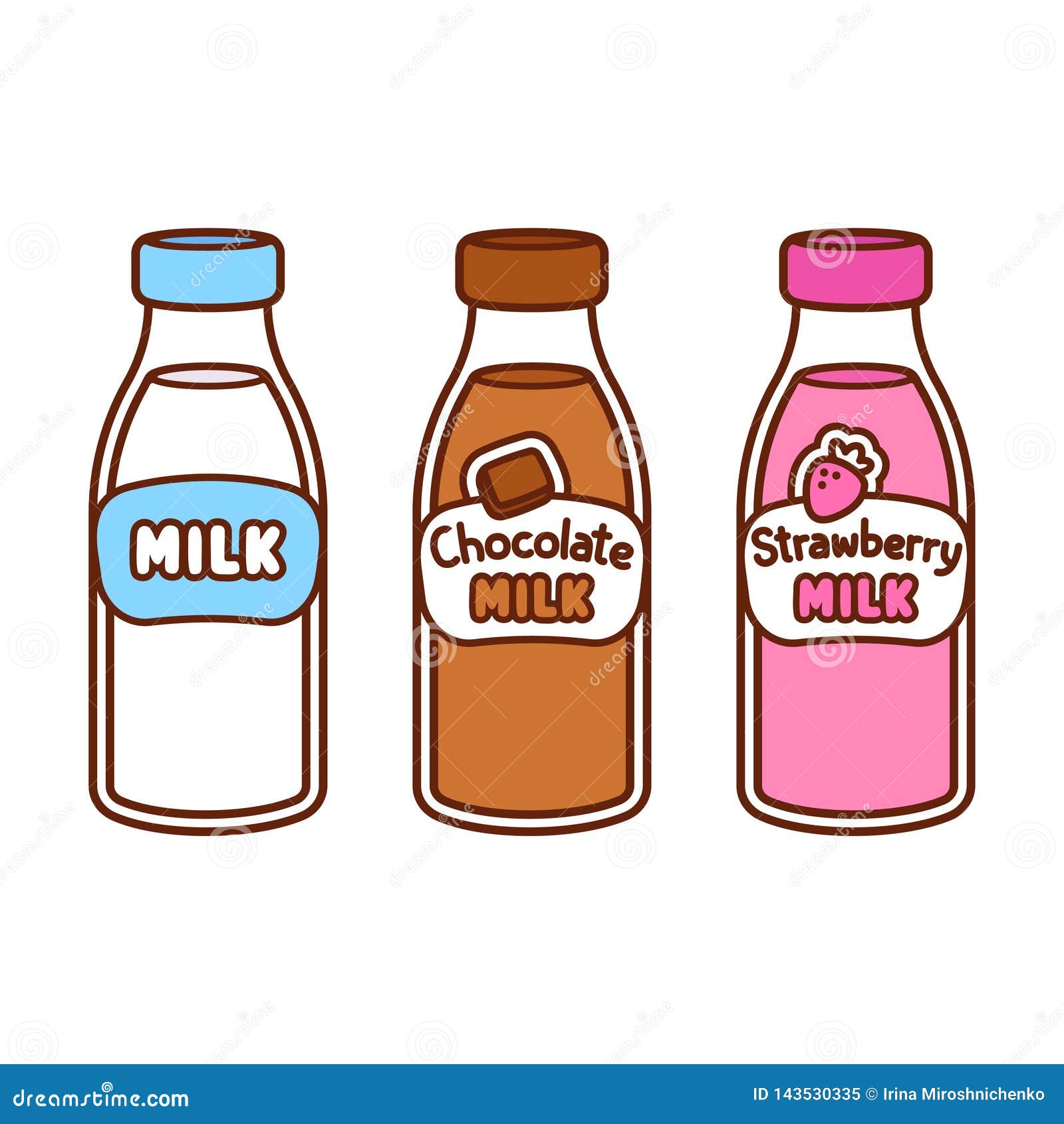 Cartoon milk bottles stock vector. Illustration of natural - 143530335