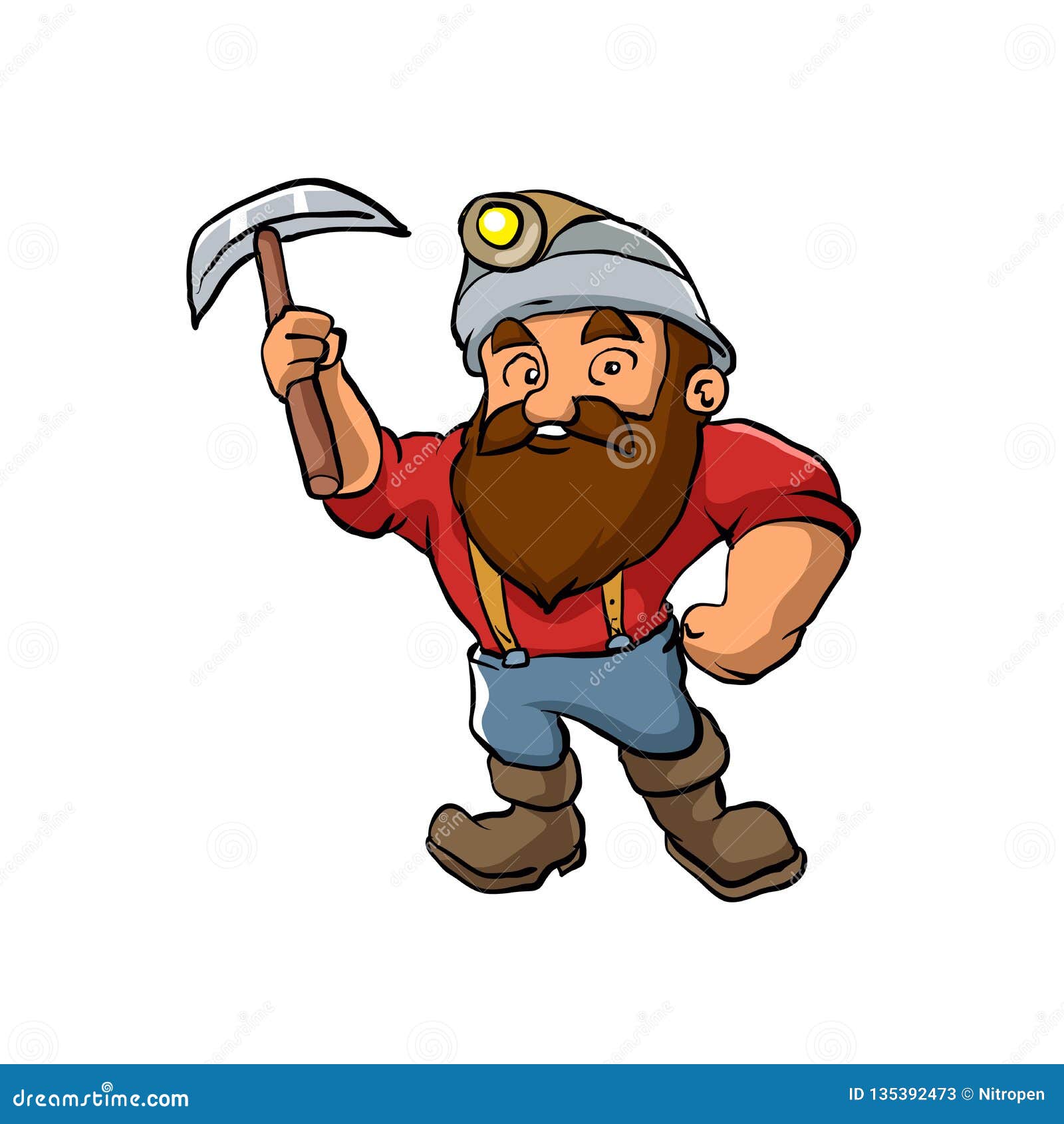 cartoon miner with pickaxe