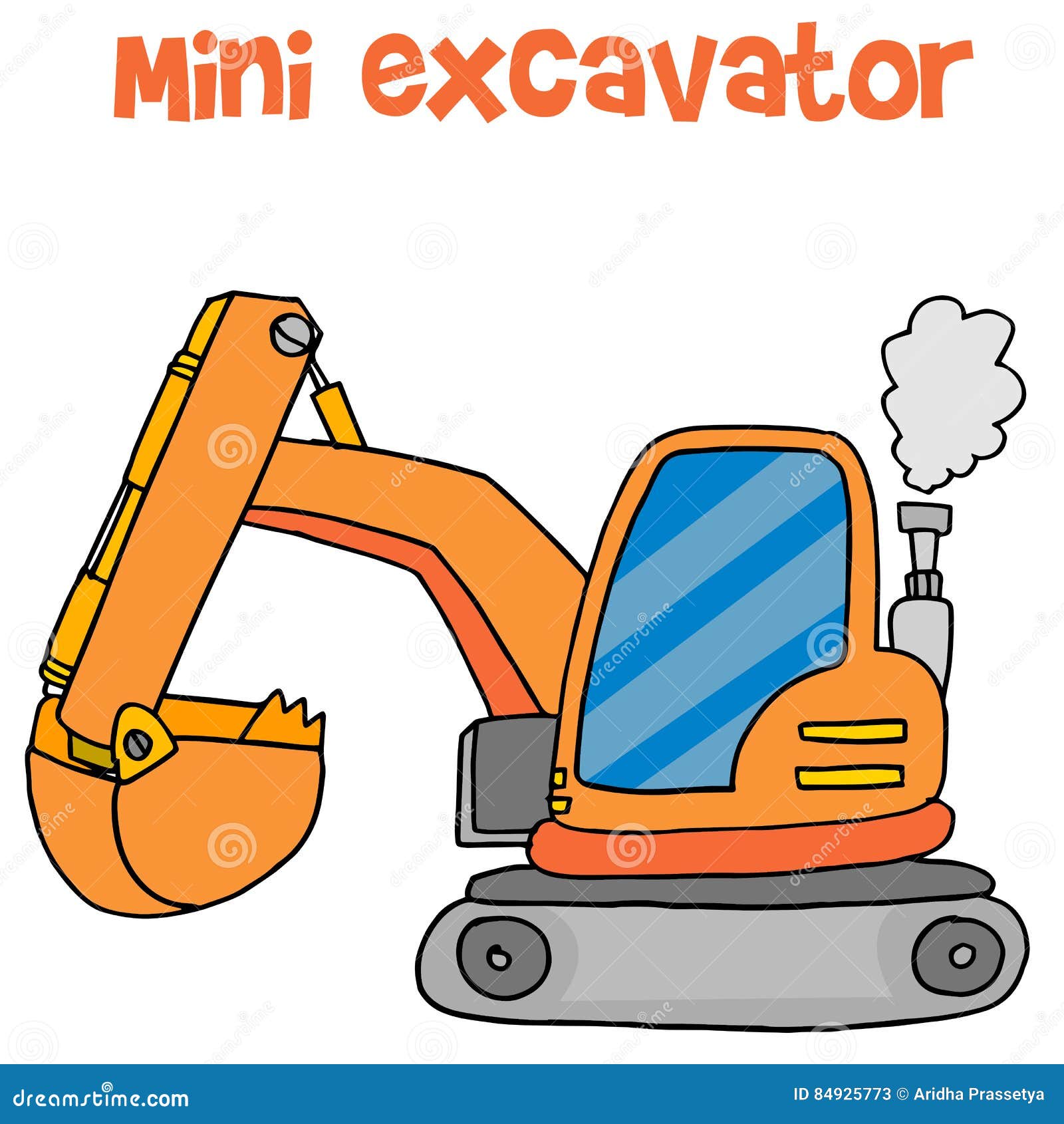 Cartoon Mini Excavator Vector Art Stock Vector Illustration of drawing, machine 84925773