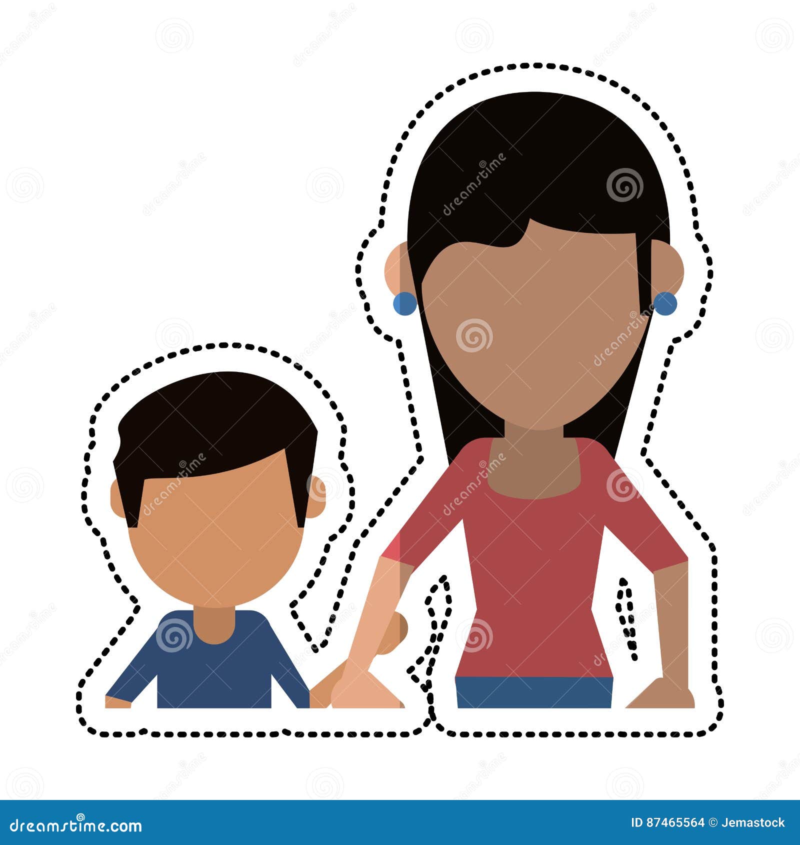 Cartoon Mom And Son Holding Hands Stock Vector Illustration Of
