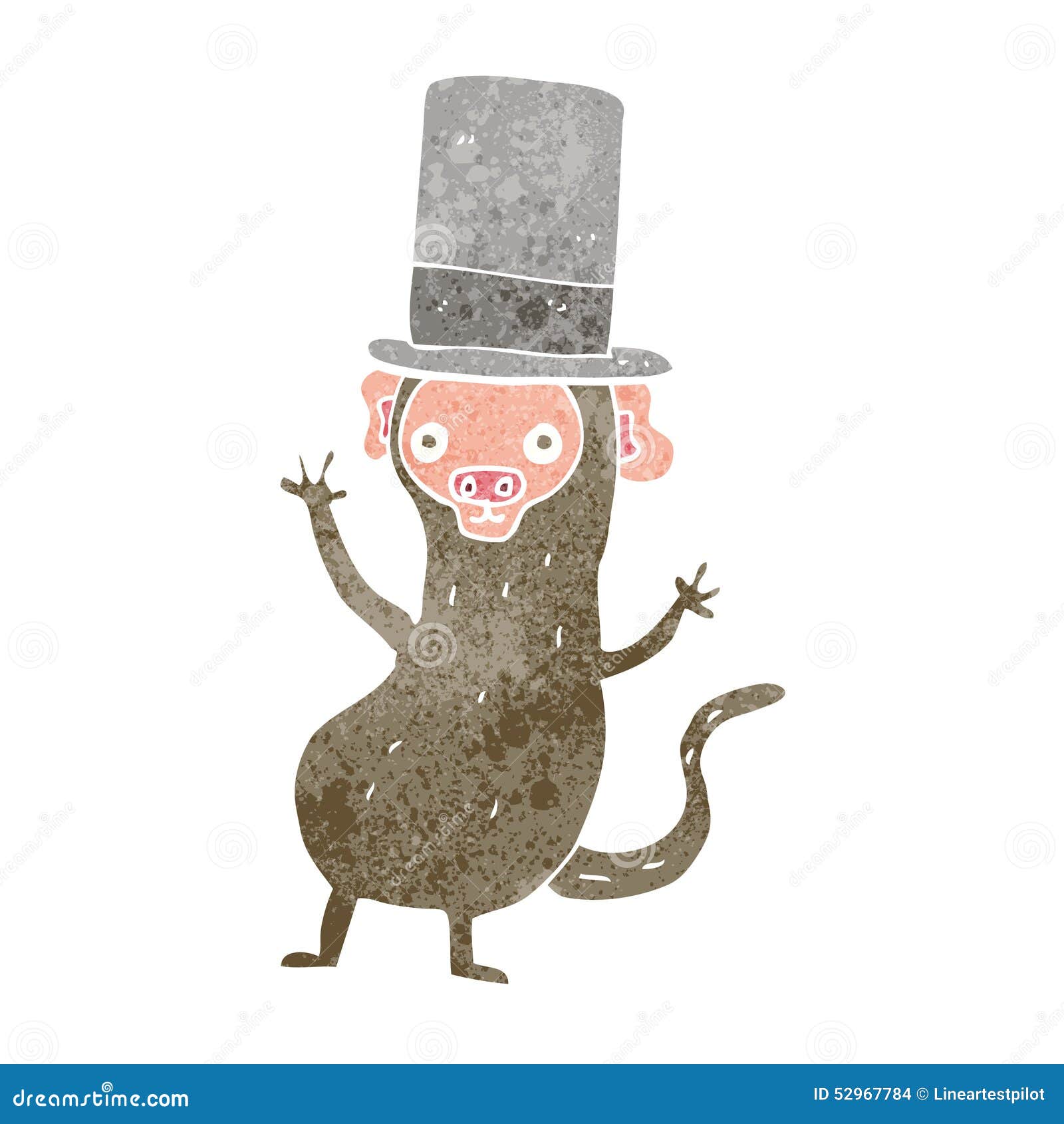 Cartoon monkey in top hat stock illustration. Illustration of retro