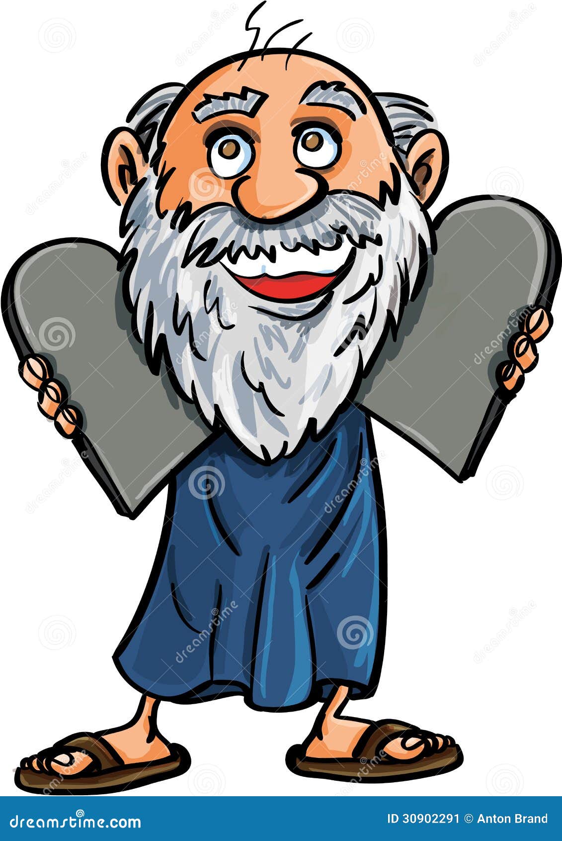 cartoon moses with the ten commandments